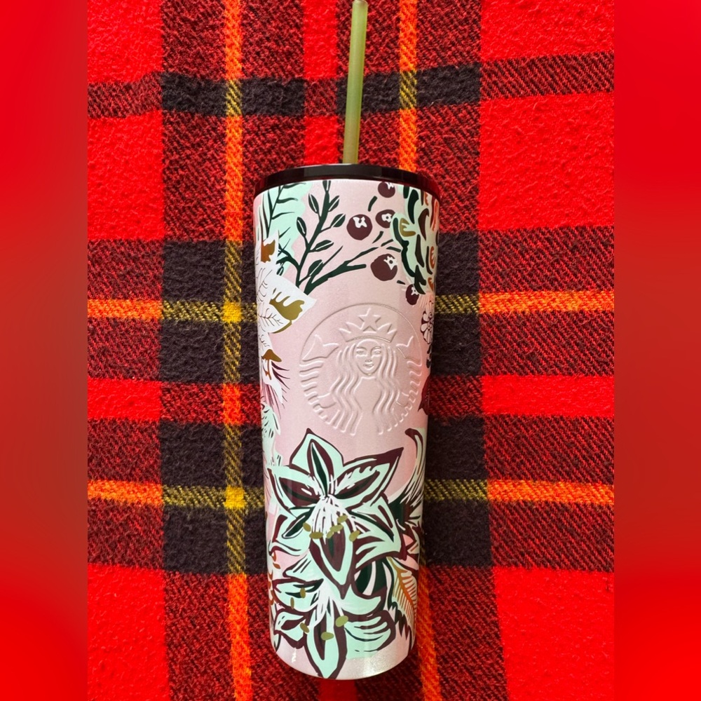 starbucks holiday tumbler 2022 Pink Enchanted Forest Very Cute!! Pre owned